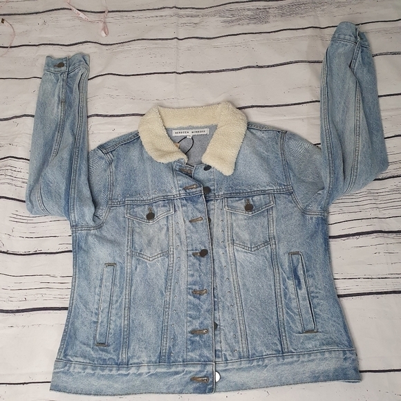 Rebecca Minkoff Clark Denim Vintage Washed Jacket With Stud Size XL - Picture 13 of 13